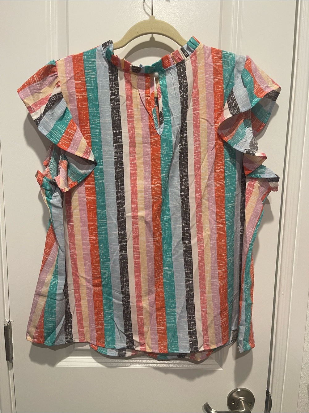 Striped Ruffle Top - Colorful Stripe - Picture 3 of 4